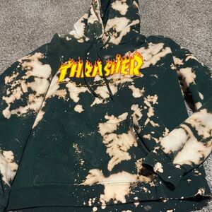Thrasher green and Cream Tie-Dye Hoodie